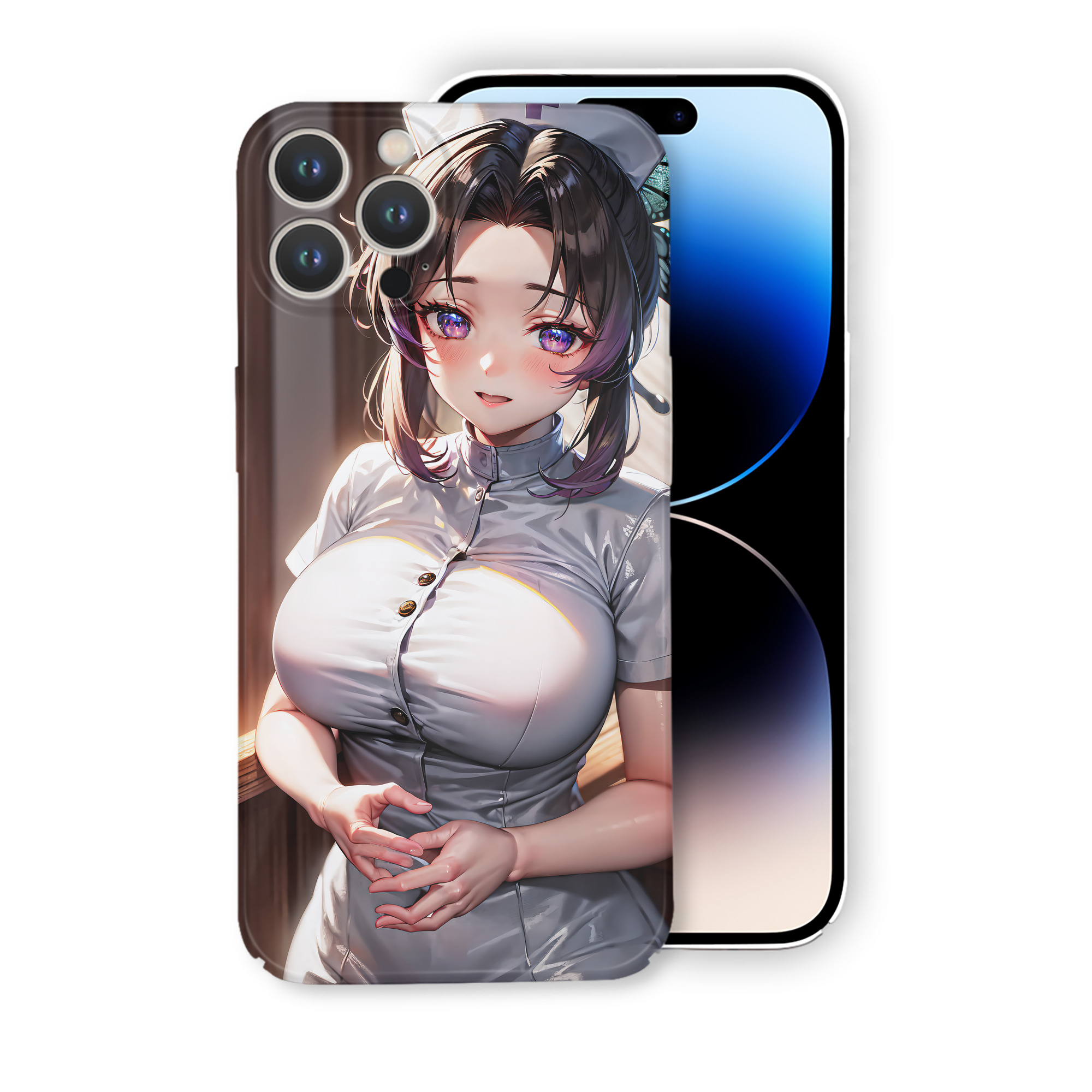 （画像用） 鬼滅の刃（きめつのやいば）蟲柱-胡蝶 しのぶ／こちょう しのぶ Kochou Shinobu 【iPhone 14シリーズ対応】ハードケース